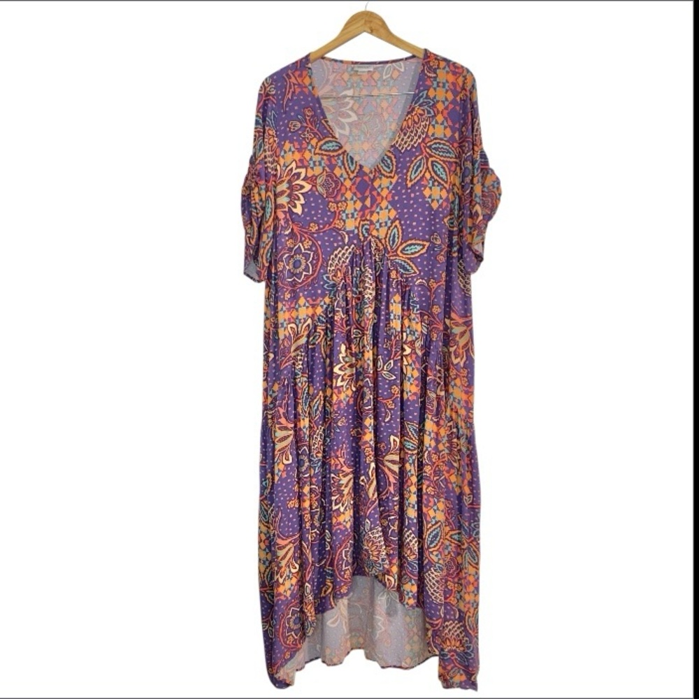AVENUE Floral Multicolor High Low Dress Sz 20